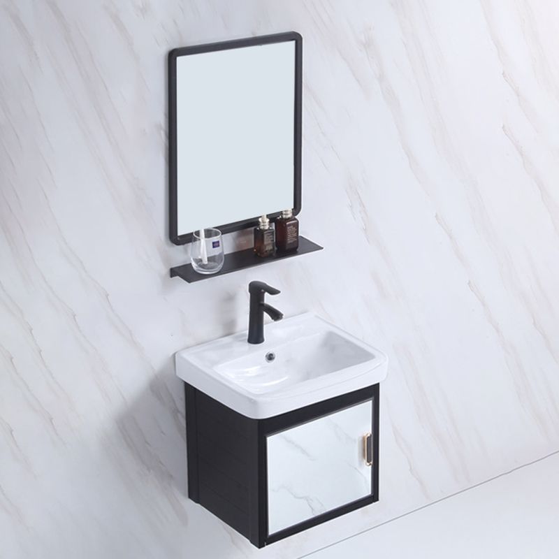 Rectangle Bathroom Vanity Glam Wall Mount Single Sink Mirror Bathroom Vanity Set