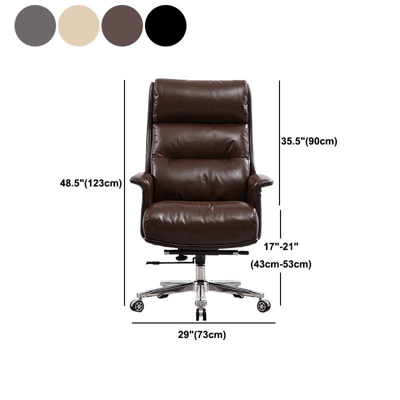 Modern Faux Leather Desk Chair Padded Arms Task Chair with Wheels