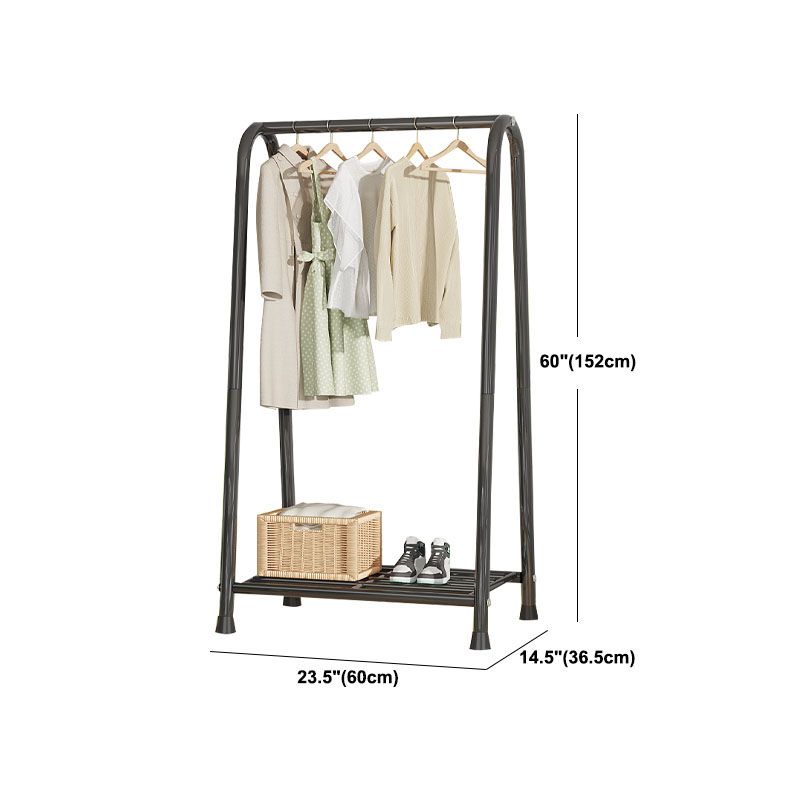 Modern Hall Stand Metal Hanging Rail Storage Shelving and 2 Hooks Hall Tree