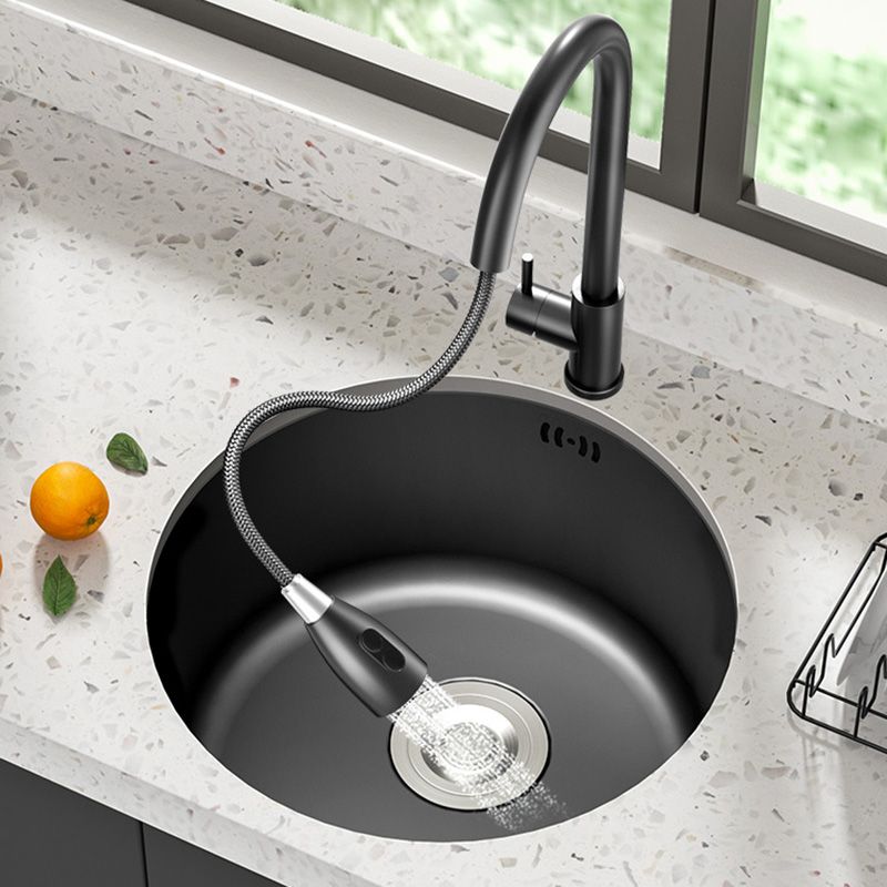 Modern Style Kitchen Sink Stainless Steel Round Kitchen Sink with Drain Strainer Kit