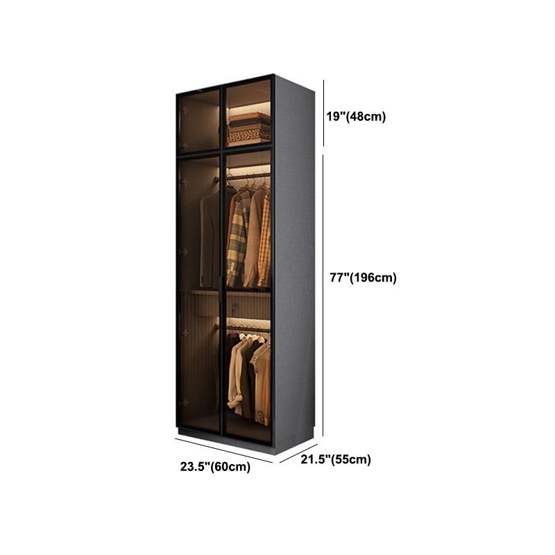 Contemporary Style Glass Wardrobe Soft Close Door Wardrobe Closet for Bedroom