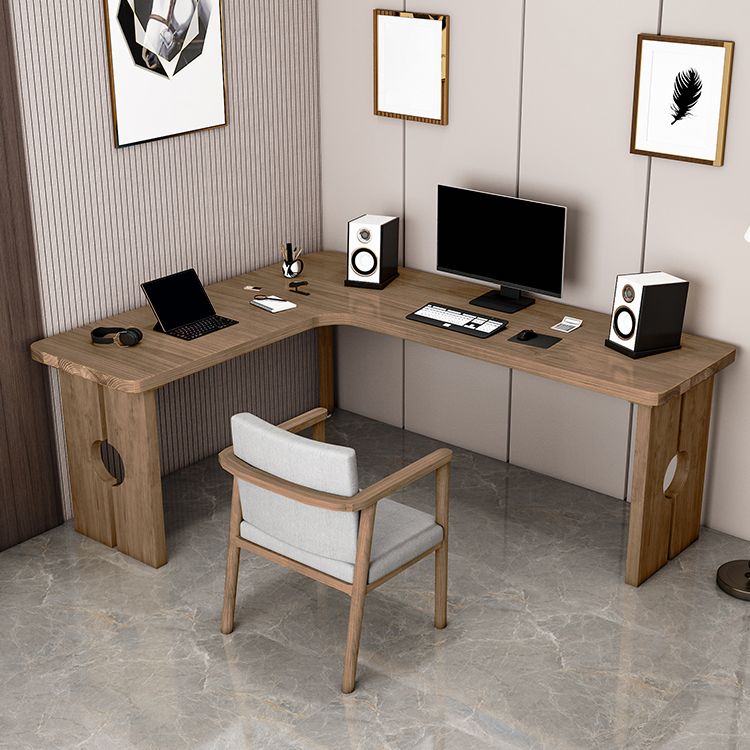 Contemporary Solid Wood Office Desk L-Shape Writing Desk for Office