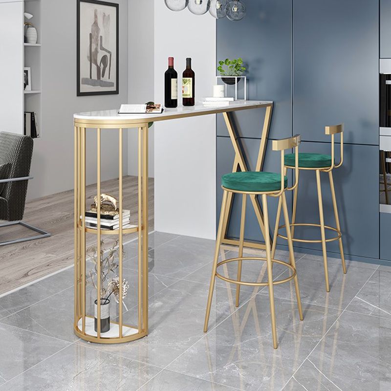 Glam Style Bar Table 42-inch Height Artificial Marble Top Bistro Table with Storage Shelf