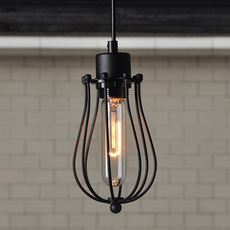 Industrial Style Cage Shade Hanging Pendant Light Metal Pendant Lighting Fixture