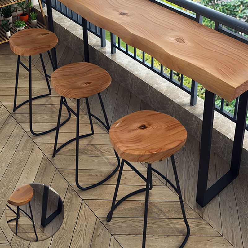 Brown Modern Style Table Solid Wood and Metal Coffee Shop Bar Table