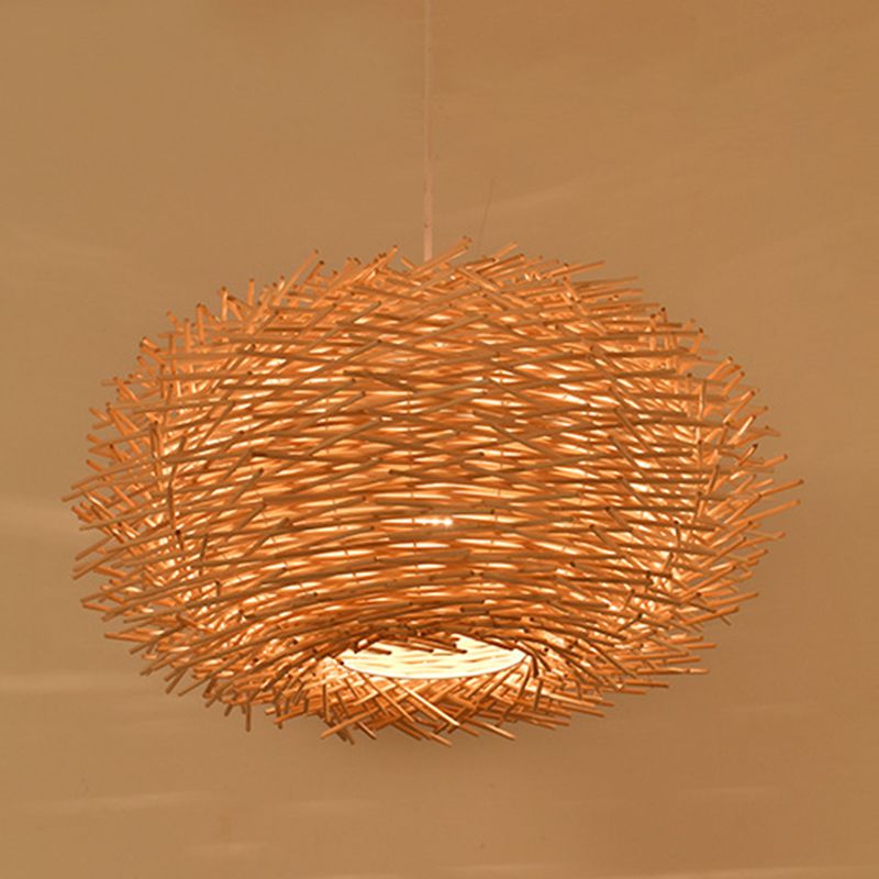 Bird's Nest Creative Creative Hanging Light Style Asian Stile Simplicità Bamboo Se in terapia con un filo sospeso da 39,3 "