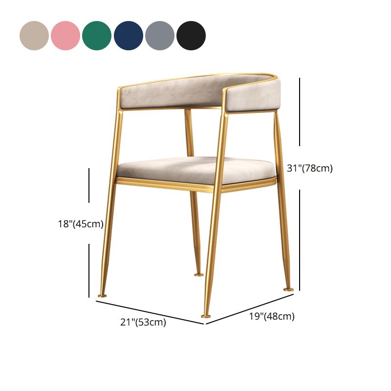 Glam Style Open Back Chair Upholstered Dining Arm Chair for Indoor