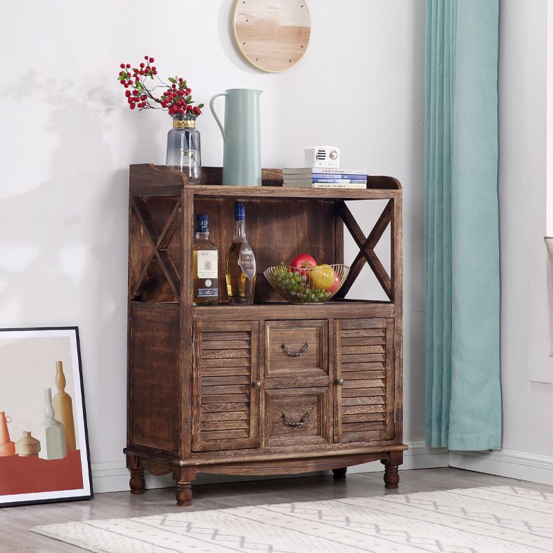 Solid Wood Accent Cabinet with 2 Drawers and Doors Storage Cabinet