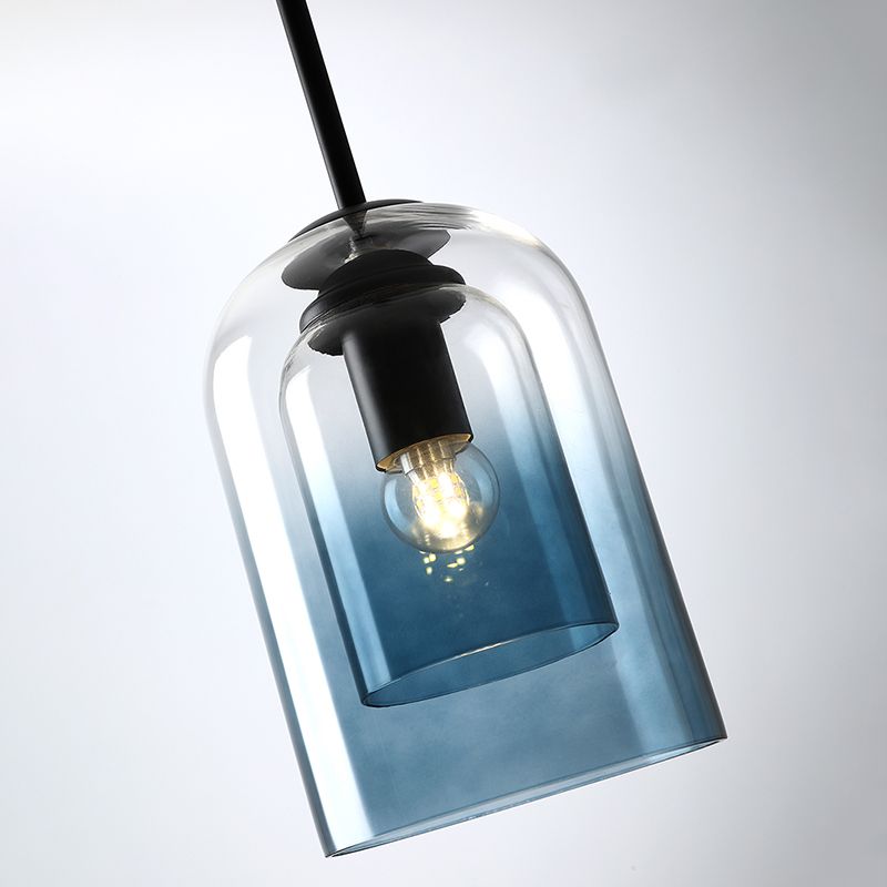 Cylindrical Shade Hanging Lighting Modern Style Glass 1 Light Hanging Lamp for Restaurant