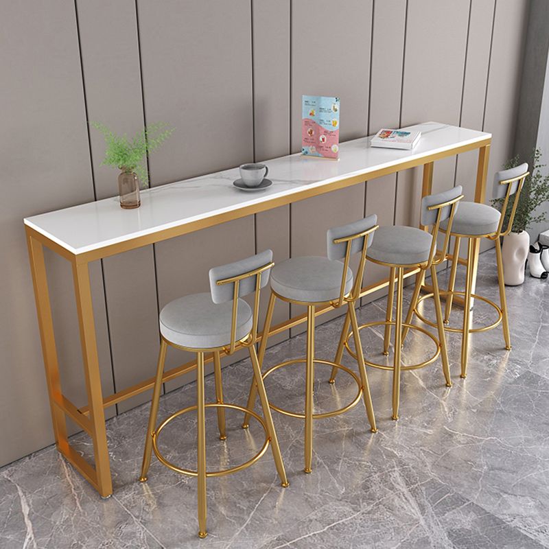 Glam Style Bar Table Rectangle Faux Marble Bar Dining Table for Living Room