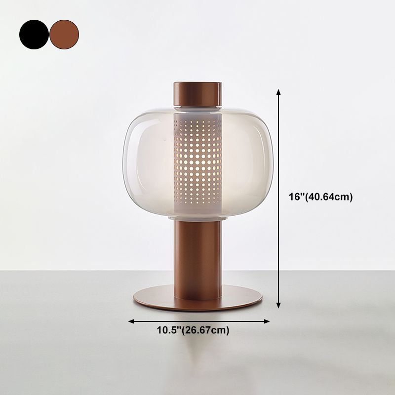Drum Night Table Lamps Modern Style Glass 1 Light Table Lamp