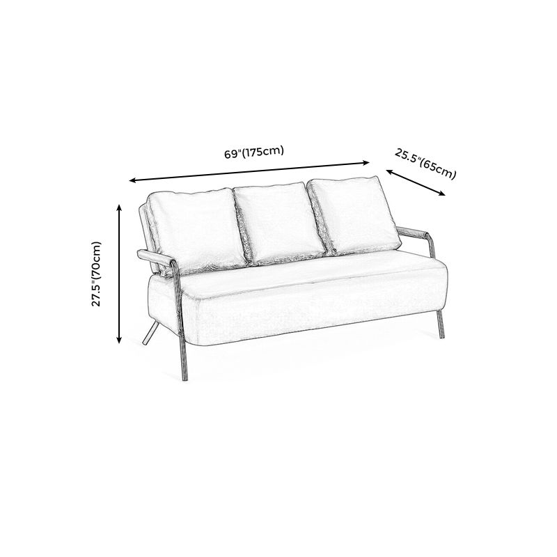 Tuxedo Arm Sofa Three Pillows Settee with Four Balck Legs for Apartment