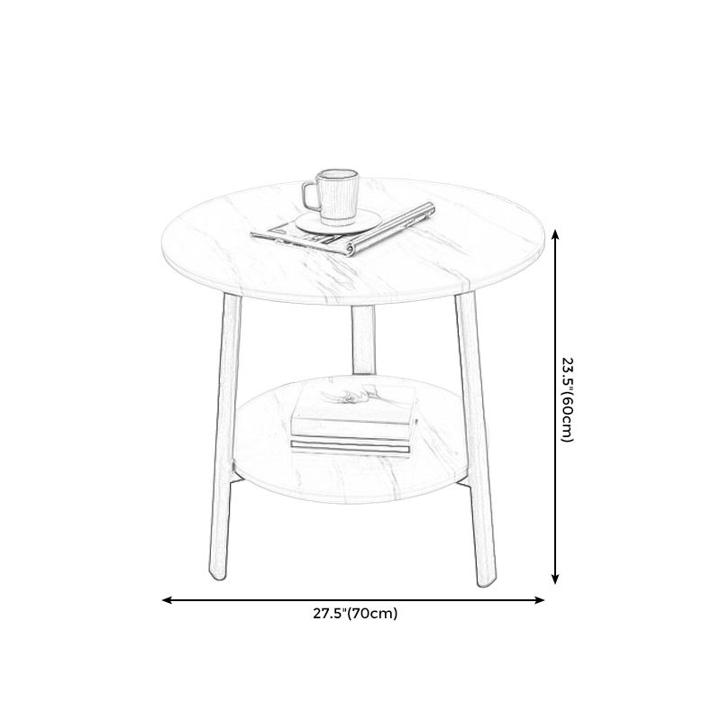 3 Legs Base Design Cocktail Table Brown/white/black Wood-paneled Round Coffee Table