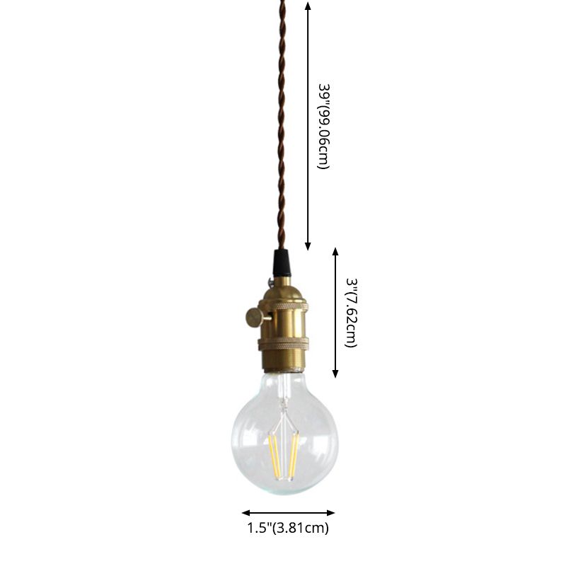 Koperen afwerking blootgestelde lamp hanger industrieel metaal 1-licht bedhangingslicht met roterende schakelaar