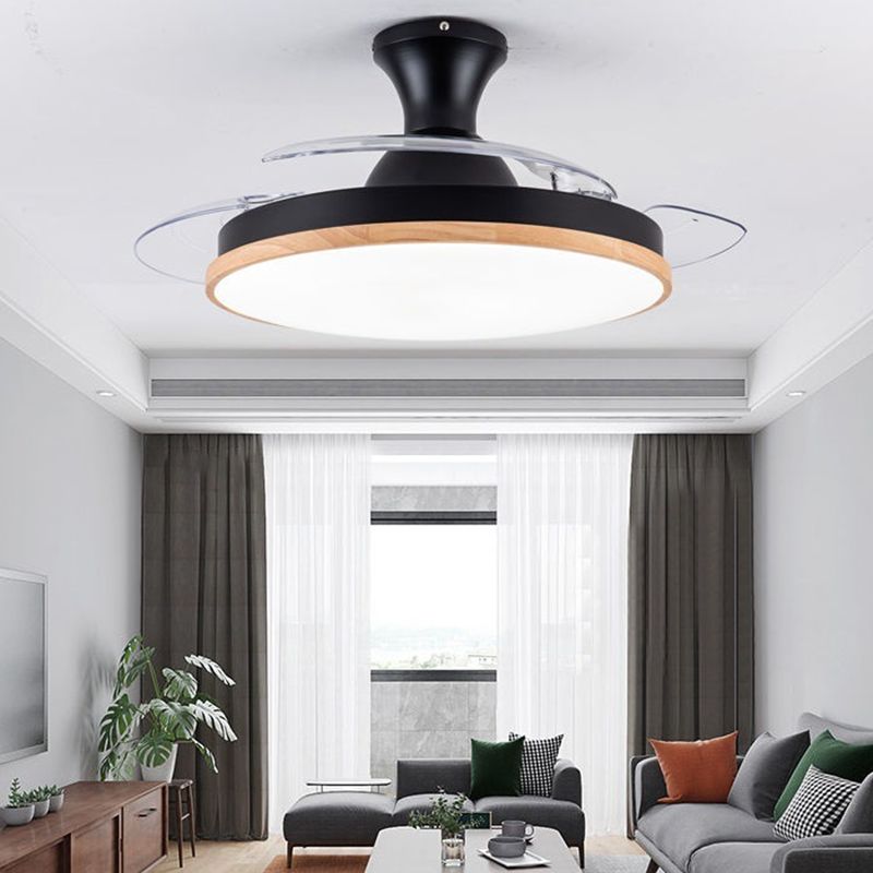 Metal Round Shape Ceiling Fans Light Modern Style 1-Light Ceiling Fan Light