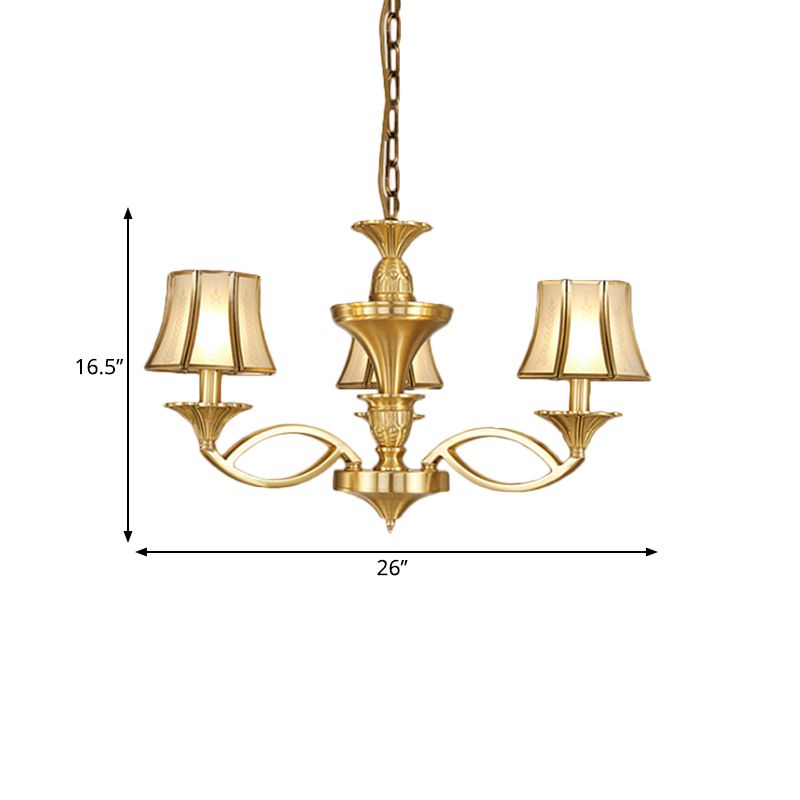 Gouden starburst kroonluchter lamp kolonie metaal 3/6/8 koppen hanglampje plafondlicht met wijd uitlopende opaalflits glazen schaduw