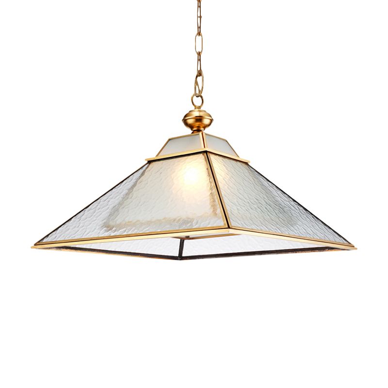 Forme à double tour rétro Éclairage suspendu 1 luminaire de lampe de plafond en verre d'eau claire en or
