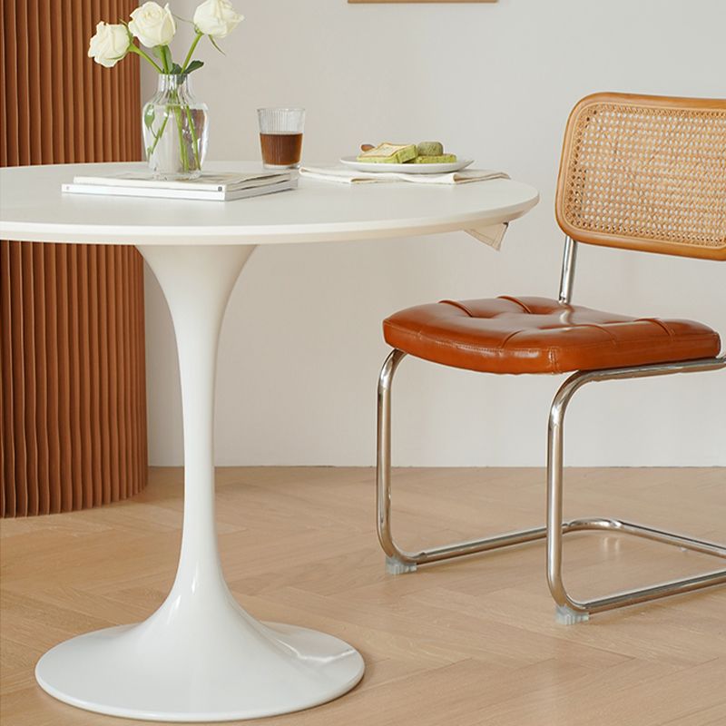 Contemporary 1/5 Pieces Dining Set with Round Table and Matte Brown Chairs