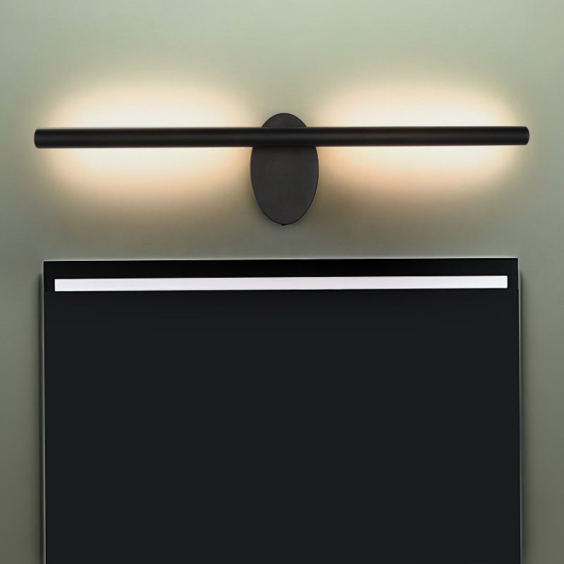 Contemporary LED Wall Lamp with Acrylic Shade Black Finish Tubed Wall Sconce Lighting for Bathroom, 21.5"/28"/36" Wide