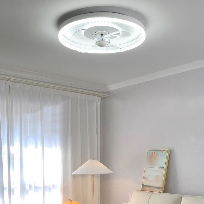 Contemporary 2-Light White Ceiling Fan Lamp LED Metallic Ceiling Fan Light