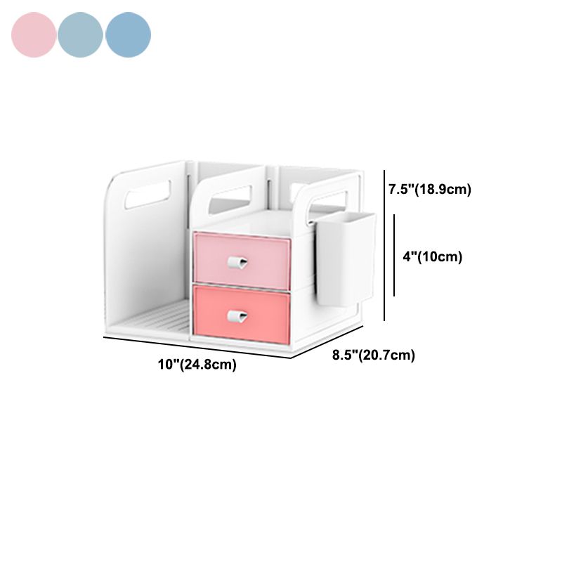 Plastic Bookshelf Contemporary Bookcase with Drawer for Home Office