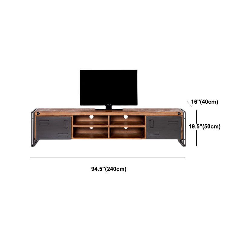 Industrial TV Media Console Solid Wood TV Media Stand with 2 Doors