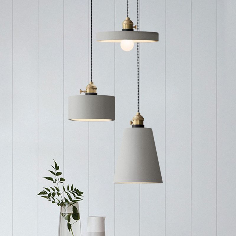 Cement Hanging Lamp Kit Grey Modern Mini Pendant Light for Coffee Shop