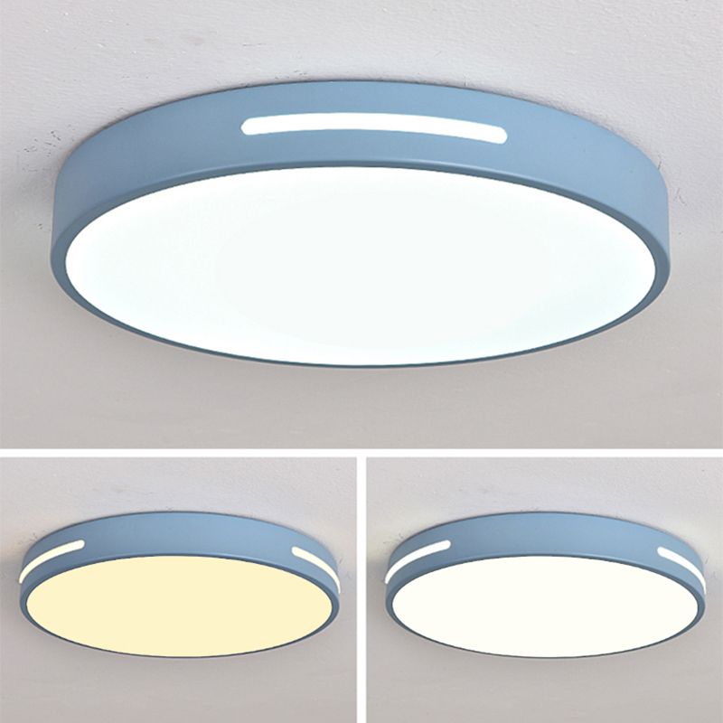 Round Shape LED Ceiling Lamp Macaroon Modern Simple Style Iron 1 Light Flush Mount