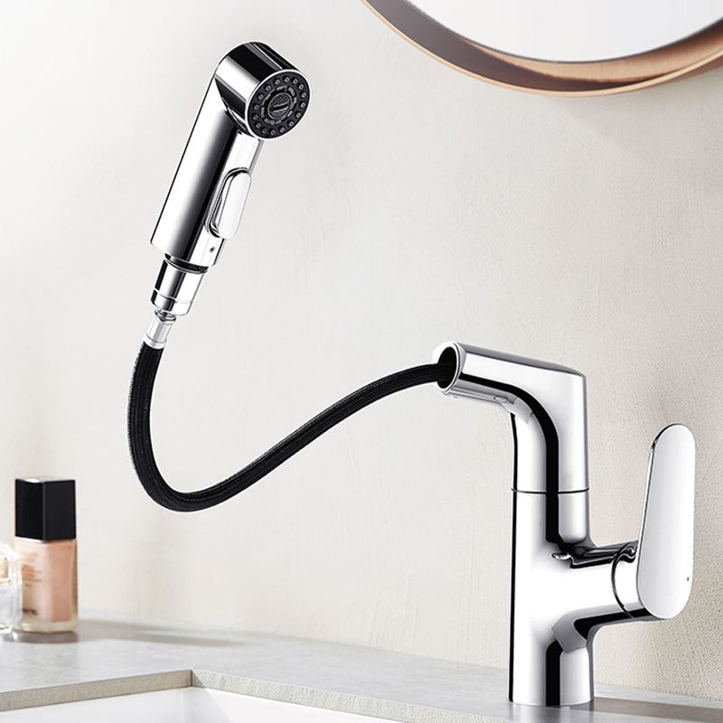 Lever Handles Sink Faucet Single Hole Chrome Brass Bathroom Sink Faucet