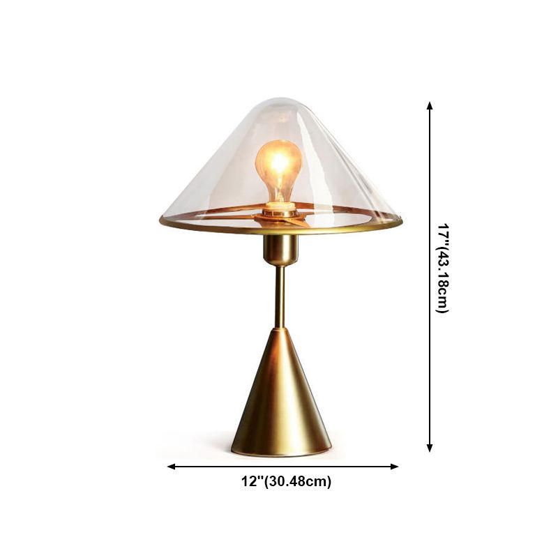 Goldkegelform Tischlampe Nordic Style Tischlicht mit Glas für Schlafzimmer