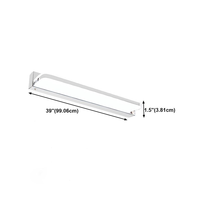 Modern Style Linear Wall Vanity Light Metal 1-Light LED Vanity Light Strip in Sliver