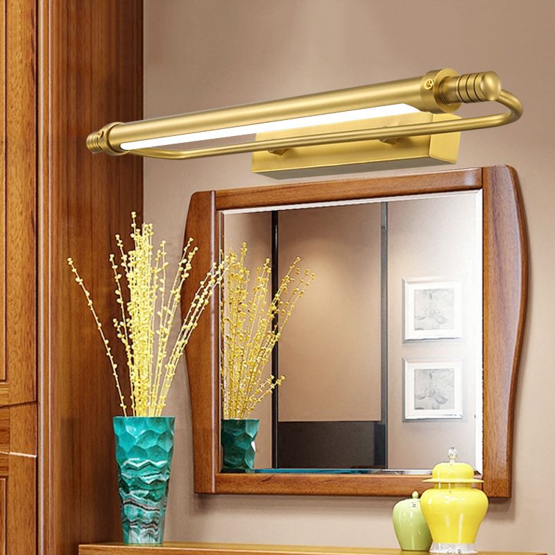 Modern Linear Vanity Light Fixtures Metal 1-Light Vanity Lighting in Gold