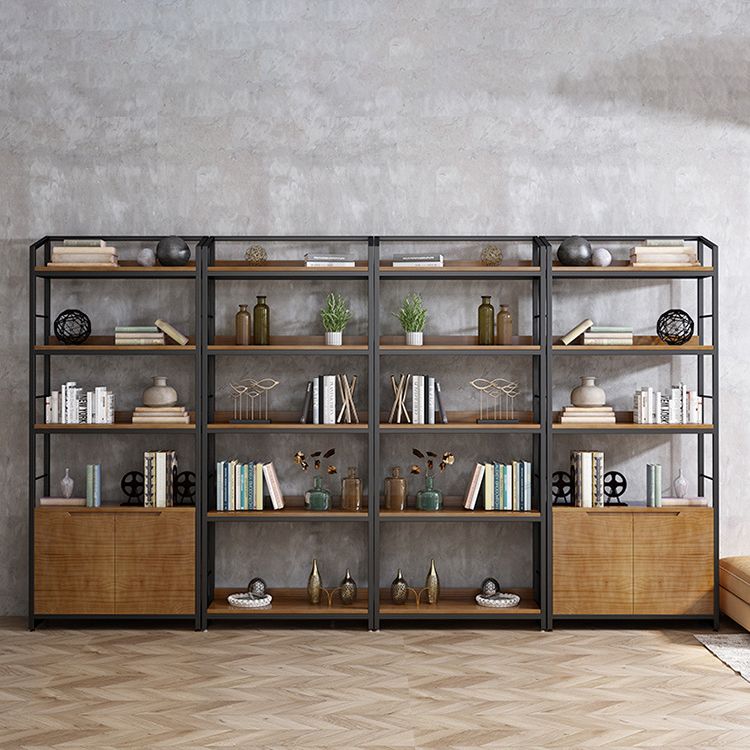 Industrial Style Bookshelf Open Back Solid Wood Bookcase for Home Office