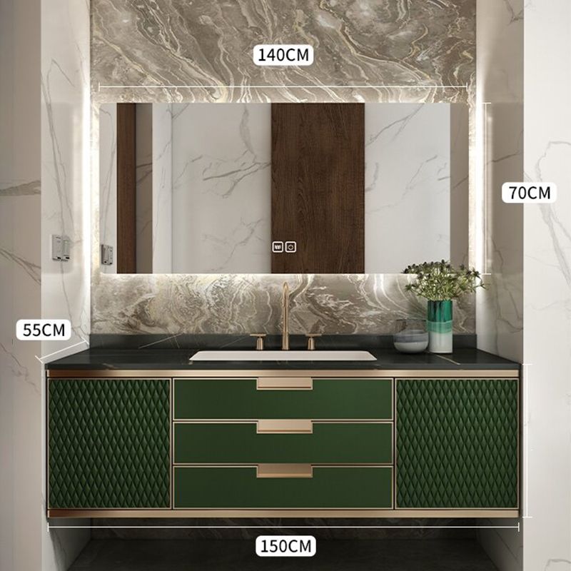 Gorgeous Green Sink Vanity Wall Mount Wooden Bathroom Vanity with Drawers