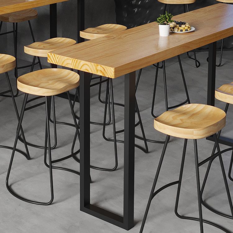 Solid Wood Bar Table Industrial Bar Dining Table with Black Sled Base