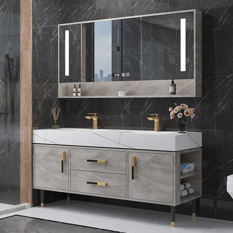 Contemporary Sink Cabinet Mirror Cabinet Wooden Vanity Cabinet for Bathroom