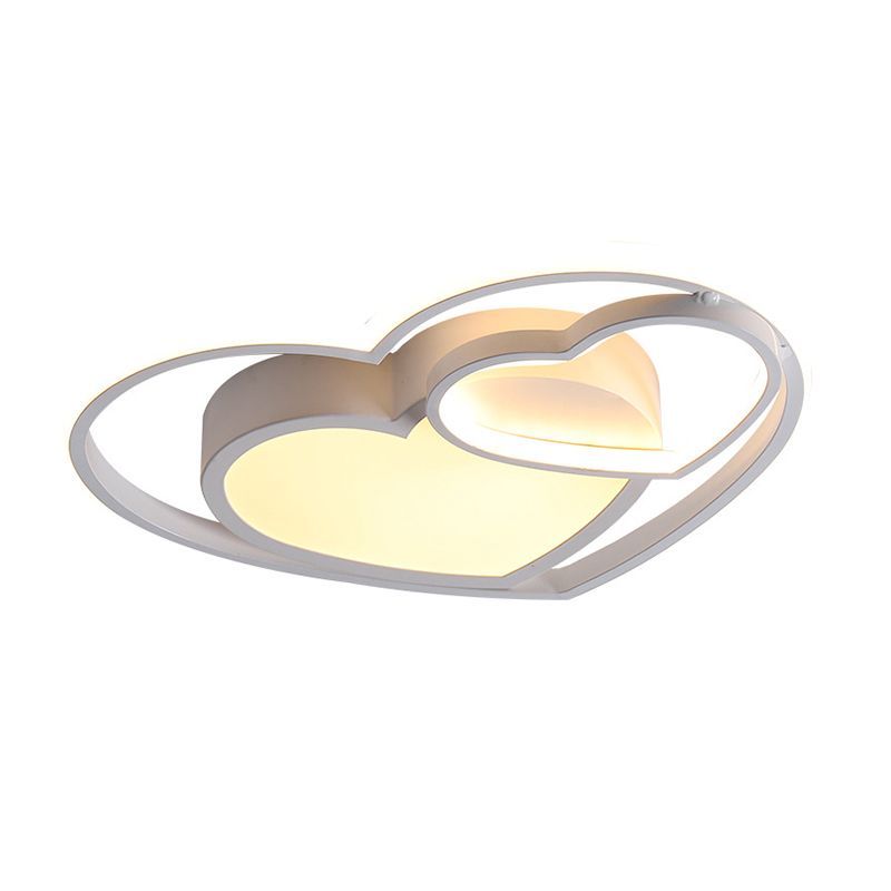 Loving Heart Acrylic Flush Mount Lamp Nordic White/Pink LED Close to Ceiling Light for Bedroom