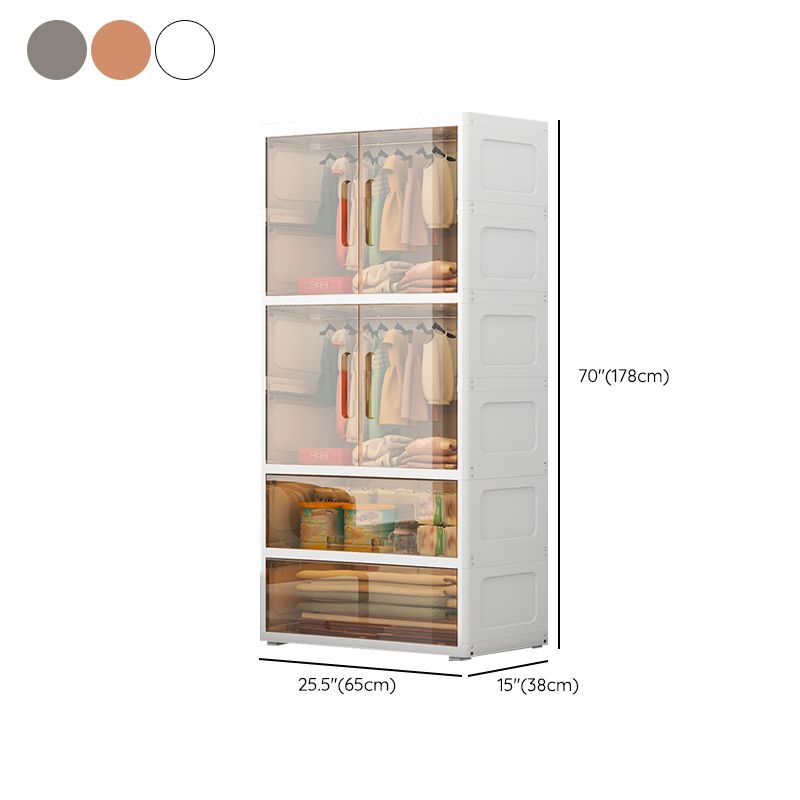 Contemporary Style Plastic Armoire Cabinet Bedroom Youth Armoire with wheels