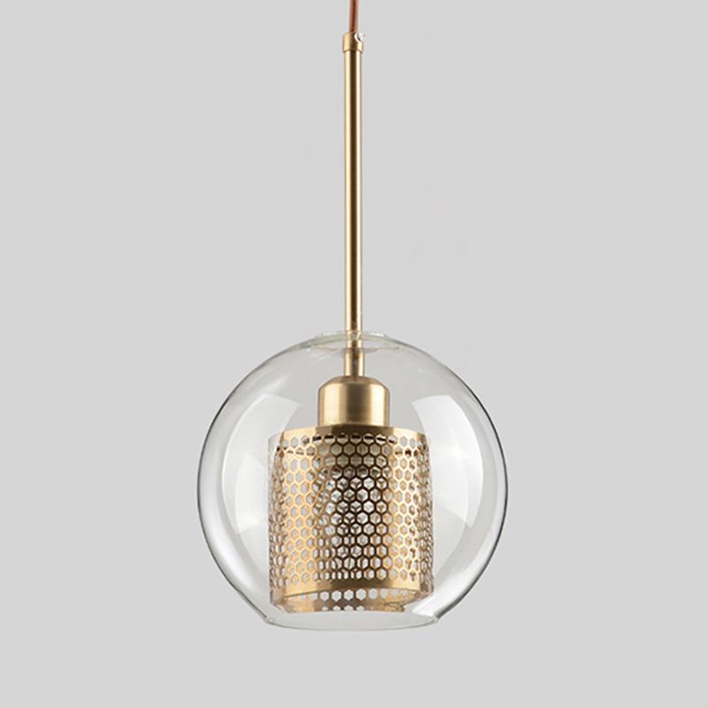 Éclairage de pendentif de style moderne simple 1 tête transparent en verre de plafond suspendu pour le café