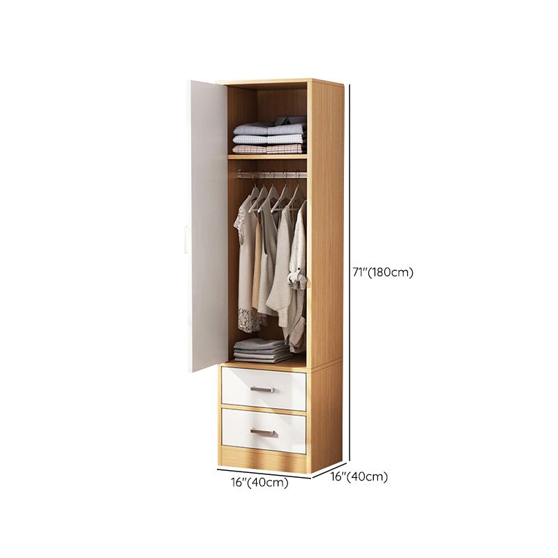 Manufactured Wood Kids Closet Modern Cloth Rod Included Wardrobe Closet with Shelves