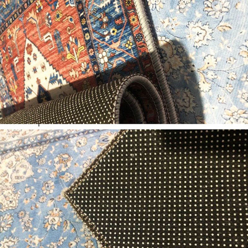 Marokkaanse ronde vloerkleed Multicolor tribale print polyester tapijt vlekbestendig gebied Rug voor woonkamer