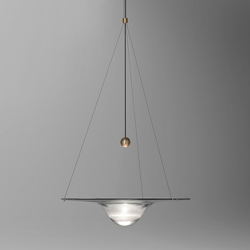 1-Light Clear Glass Suspension Pendant Light Contemporary Down Mini Pendant for Dining Room