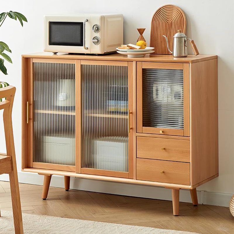 Contemporary Display Stand Beech Storage Cabinet for Dining Room