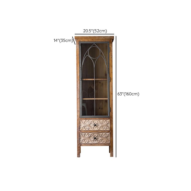 Traditional Display Stand Wood Glass Doors Storage Cabinet with Doors for Living Room