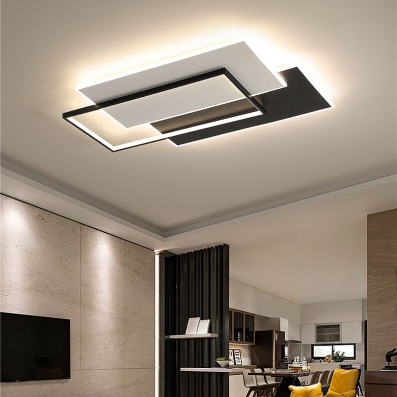 Square Metal and Acrylic Flush Mount 3 - Light LED Modern Ceiling Lighting