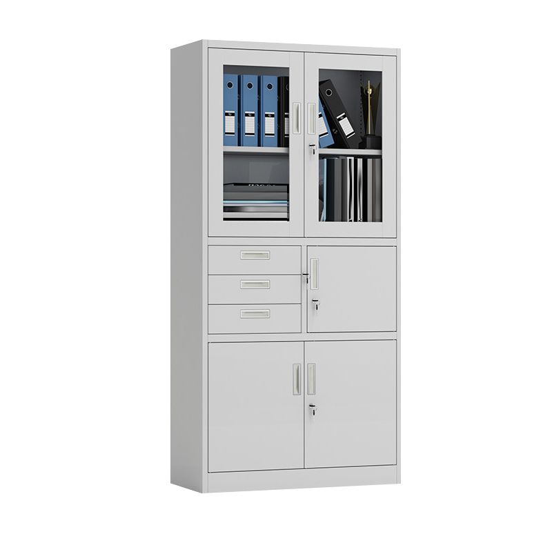 Contemporary Cabinet Glass Vertical Filing Cabinet with Storage Shelves