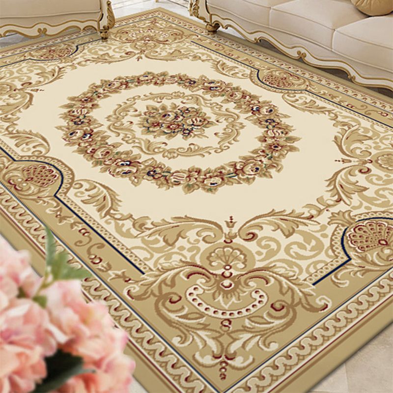 Multi Colored Living Room Rug Olden Floral Pattern Carpet Polyster Easy Care Machine Washable Indoor Rug