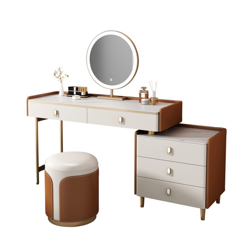 Contemporary White Bedroom Wooden Lighted Mirror Vanity Dressing Table