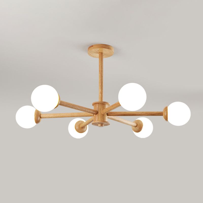 Globe Shade Chandelier Light Pendante moderne multi-têtes avec une teinte en verre blanche