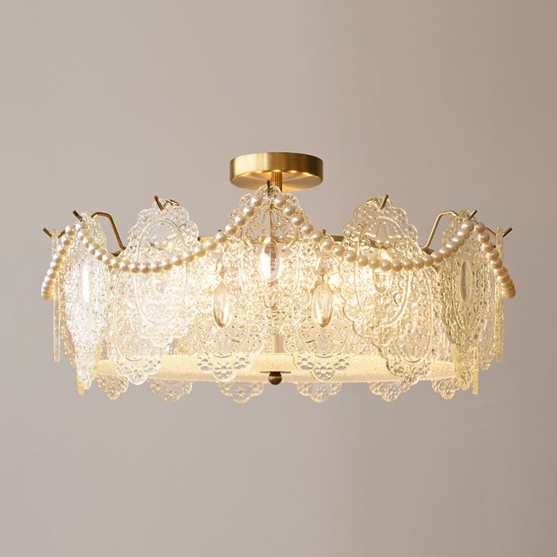 Contemporary Glass Ceiling Light Household Flush Mount Light Fixture for Bedroom